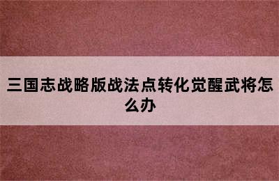 三国志战略版战法点转化觉醒武将怎么办