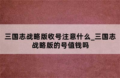 三国志战略版收号注意什么_三国志战略版的号值钱吗