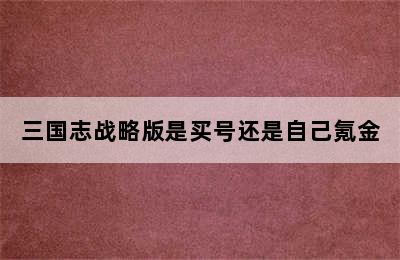 三国志战略版是买号还是自己氪金