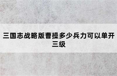 三国志战略版曹操多少兵力可以单开三级