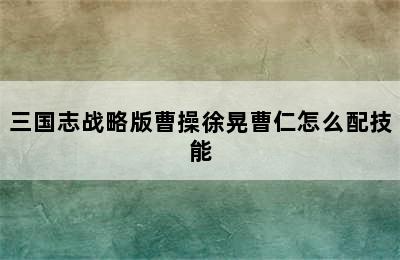 三国志战略版曹操徐晃曹仁怎么配技能