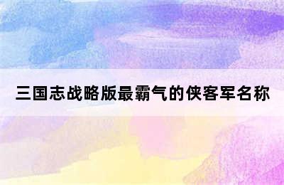 三国志战略版最霸气的侠客军名称