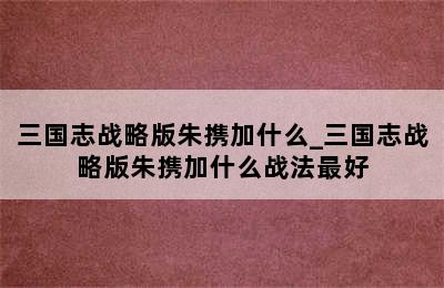 三国志战略版朱携加什么_三国志战略版朱携加什么战法最好