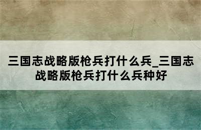 三国志战略版枪兵打什么兵_三国志战略版枪兵打什么兵种好