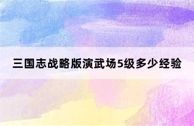 三国志战略版演武场5级多少经验