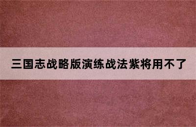 三国志战略版演练战法紫将用不了