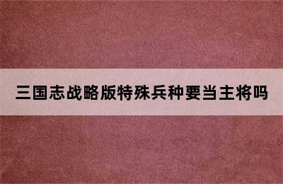 三国志战略版特殊兵种要当主将吗