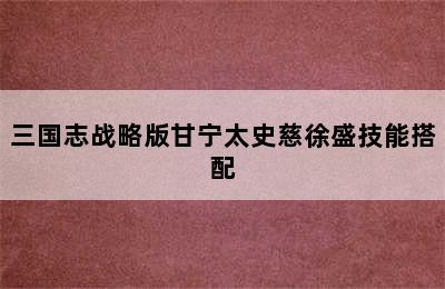 三国志战略版甘宁太史慈徐盛技能搭配