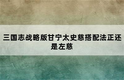 三国志战略版甘宁太史慈搭配法正还是左慈