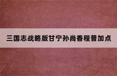 三国志战略版甘宁孙尚香程普加点