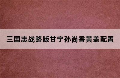 三国志战略版甘宁孙尚香黄盖配置