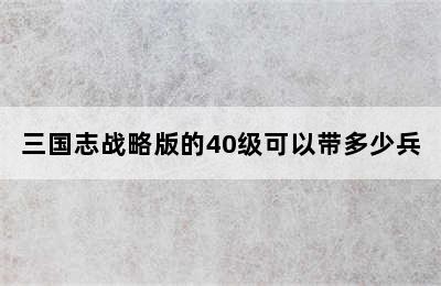 三国志战略版的40级可以带多少兵