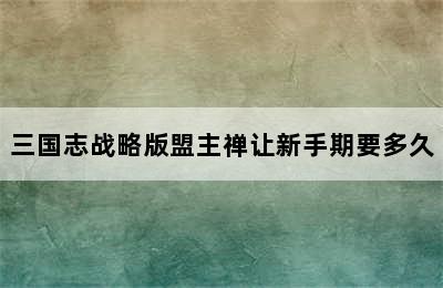 三国志战略版盟主禅让新手期要多久