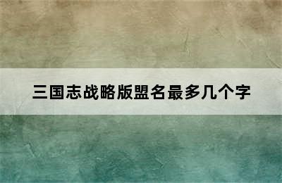 三国志战略版盟名最多几个字