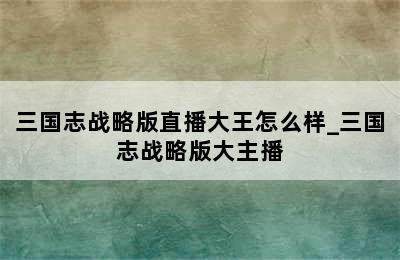 三国志战略版直播大王怎么样_三国志战略版大主播