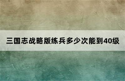 三国志战略版练兵多少次能到40级