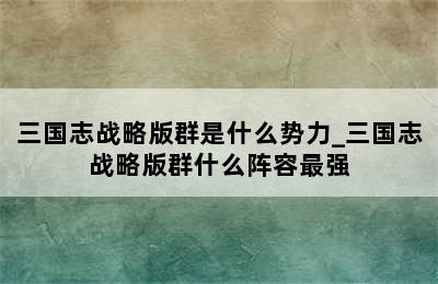 三国志战略版群是什么势力_三国志战略版群什么阵容最强