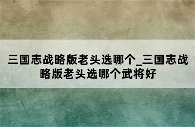 三国志战略版老头选哪个_三国志战略版老头选哪个武将好