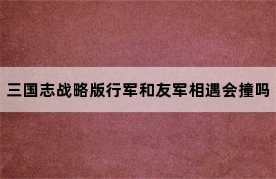 三国志战略版行军和友军相遇会撞吗