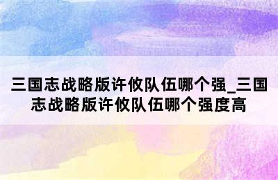 三国志战略版许攸队伍哪个强_三国志战略版许攸队伍哪个强度高