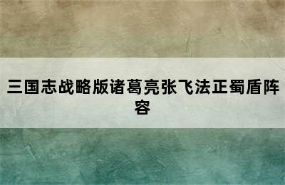 三国志战略版诸葛亮张飞法正蜀盾阵容