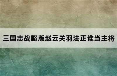 三国志战略版赵云关羽法正谁当主将