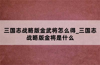 三国志战略版金武将怎么得_三国志战略版金将是什么