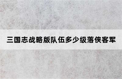 三国志战略版队伍多少级落侠客军