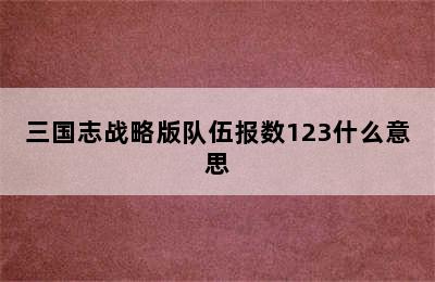 三国志战略版队伍报数123什么意思