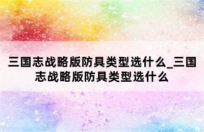 三国志战略版防具类型选什么_三国志战略版防具类型选什么