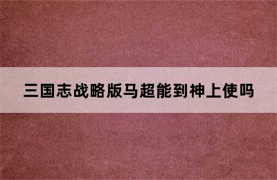 三国志战略版马超能到神上使吗