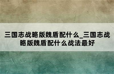 三国志战略版魏盾配什么_三国志战略版魏盾配什么战法最好