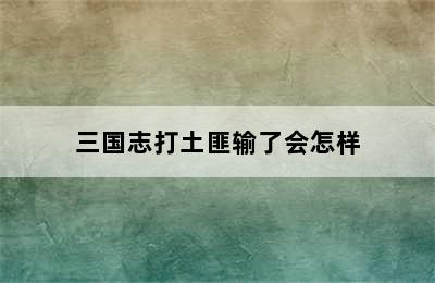 三国志打土匪输了会怎样