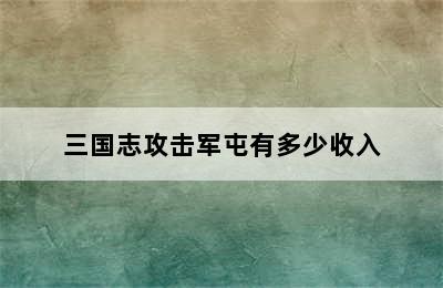 三国志攻击军屯有多少收入