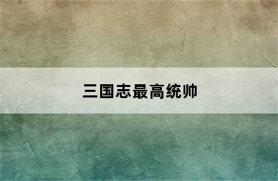 三国志最高统帅