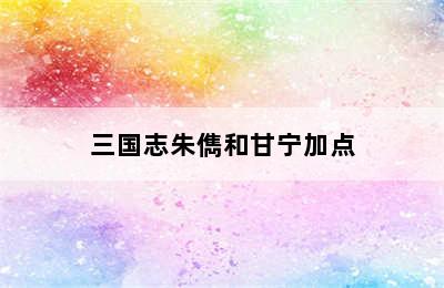 三国志朱儁和甘宁加点