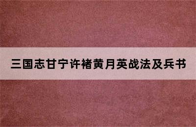 三国志甘宁许褚黄月英战法及兵书