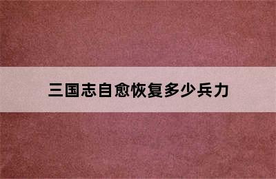 三国志自愈恢复多少兵力