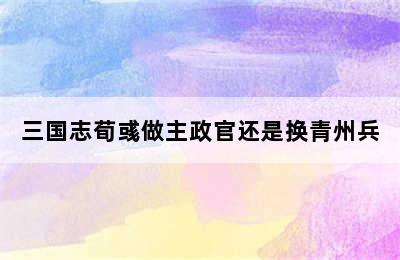 三国志荀彧做主政官还是换青州兵