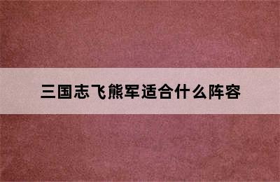 三国志飞熊军适合什么阵容