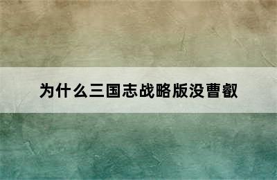 为什么三国志战略版没曹叡