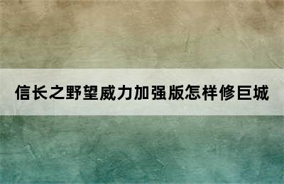 信长之野望威力加强版怎样修巨城