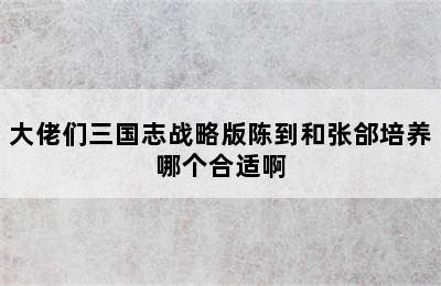 大佬们三国志战略版陈到和张郃培养哪个合适啊