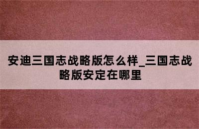 安迪三国志战略版怎么样_三国志战略版安定在哪里