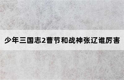 少年三国志2曹节和战神张辽谁厉害