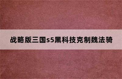 战略版三国s5黑科技克制魏法骑