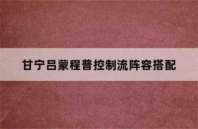 甘宁吕蒙程普控制流阵容搭配