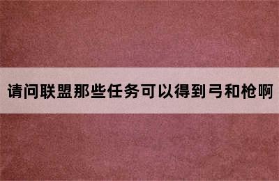 请问联盟那些任务可以得到弓和枪啊